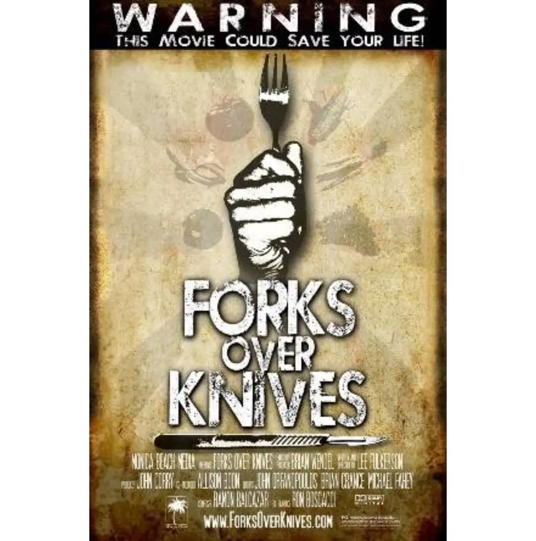 Documentary poster promoting plant-based diets to combat disease.