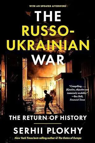 Book cover titled 'Russo-Ukrainian War' with a fiery background and a soldier silhouette.