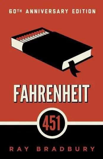 A minimalist book cover of Fahrenheit 451 with a matchbook design.